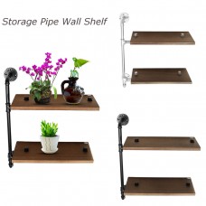 2 Tier Industrial Pipe Wall Shelf Storage Vintage Cupboard Shelving Display Rack   132584959650